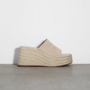 NWT ZARA Split Leather Jute Wedges - SANDY BROWN SIZE 9